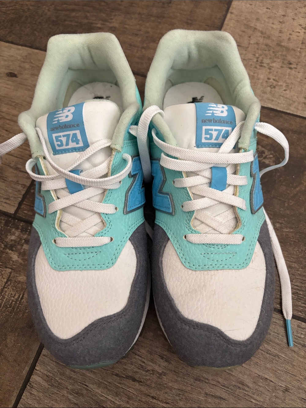 New Balance 574  Mint & White Sneakers